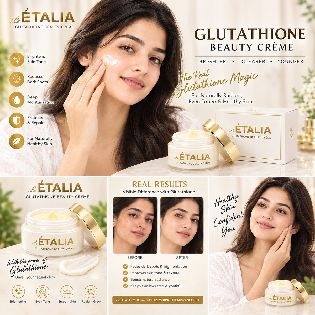 Le ETALIA Glutathione Beauty Cream For WOMEN (50ml) + Free Soap