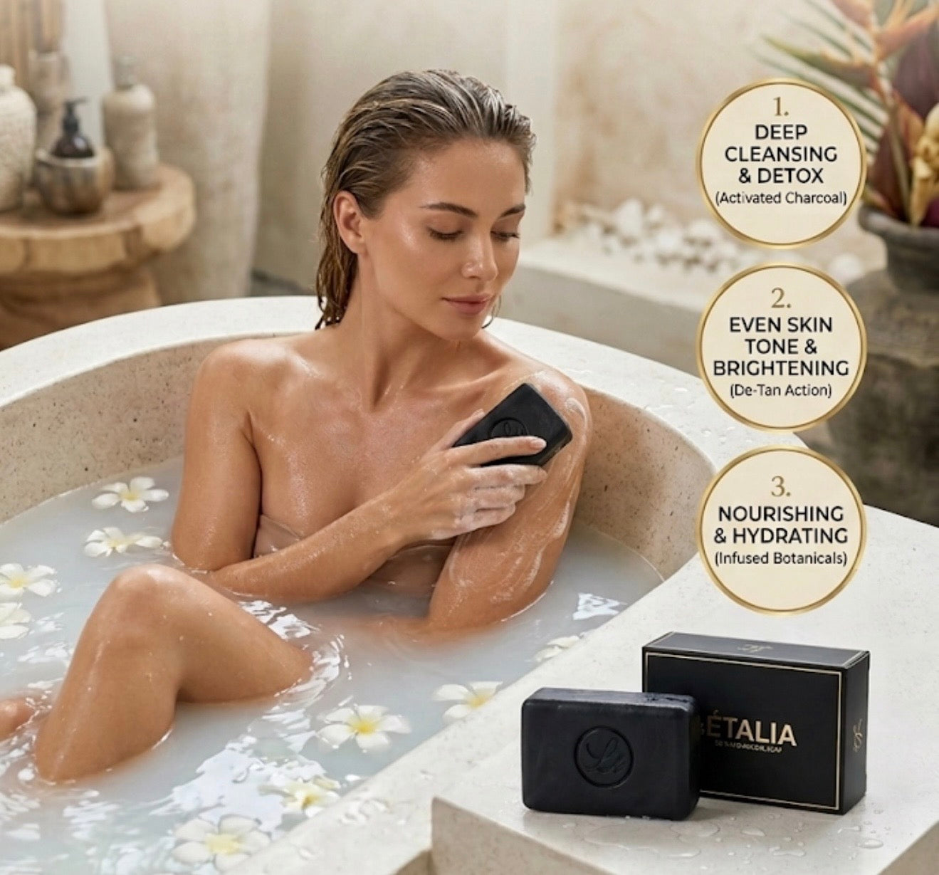 Le ETALIA De-Tan Charcoal Soap (100g)