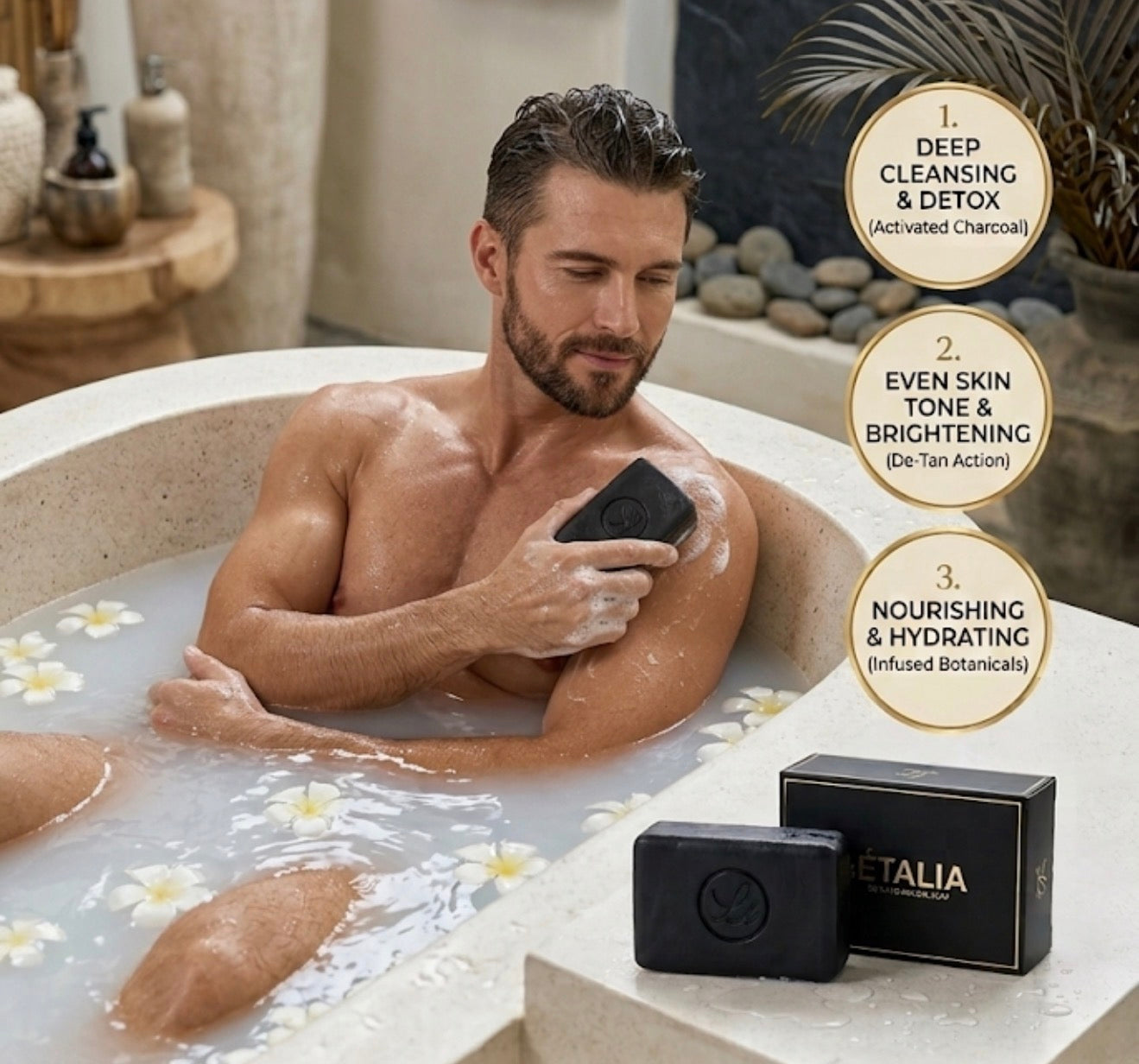 Le ETALIA De-Tan Charcoal Soap (100g)